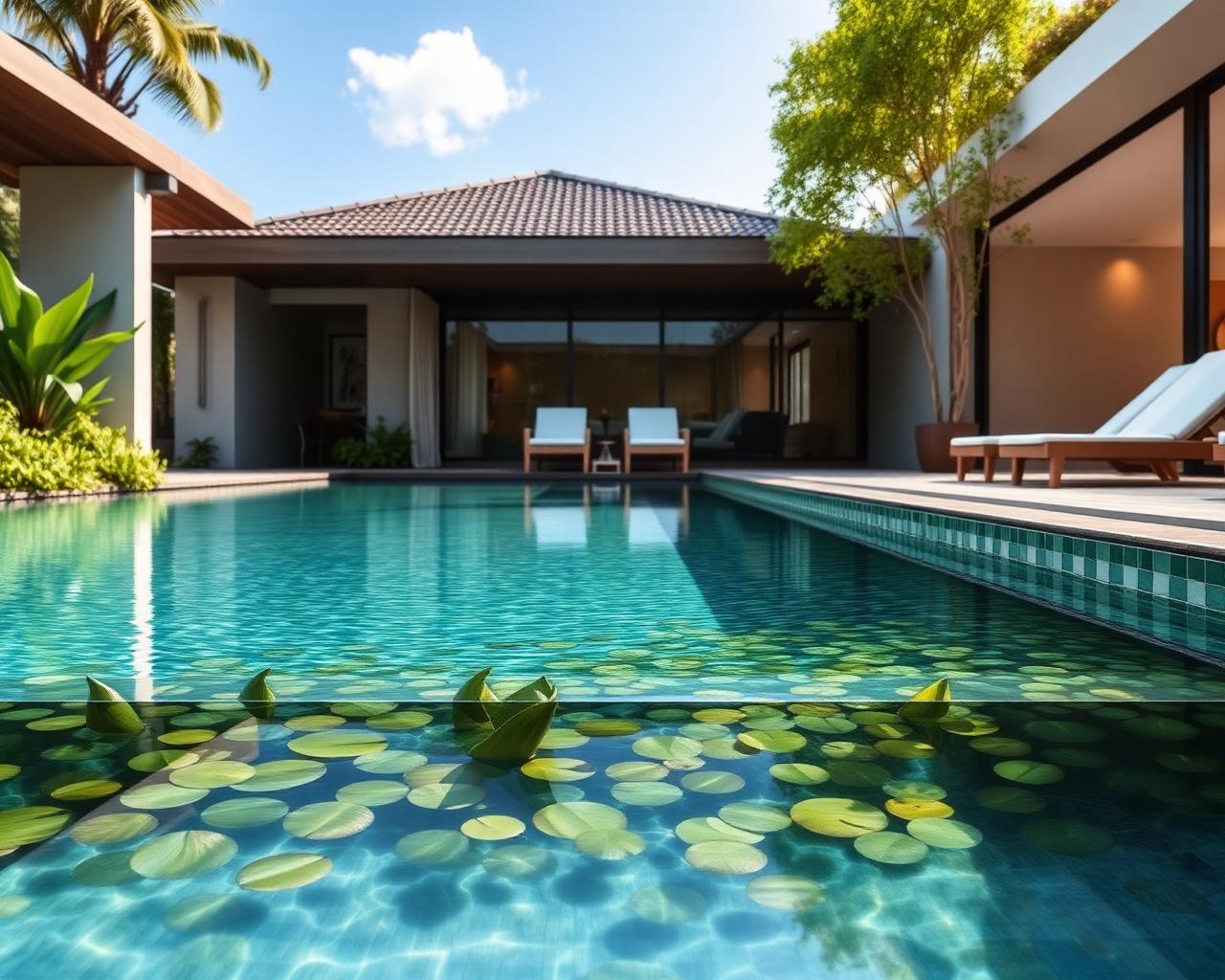 Piscina bionatural integrada à arquitetura