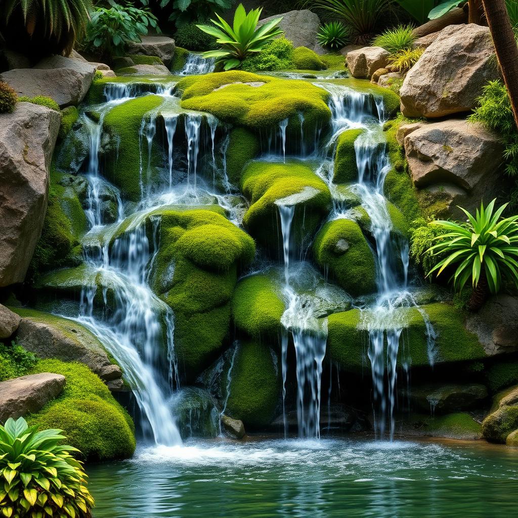 Cascata ecológica com musgo