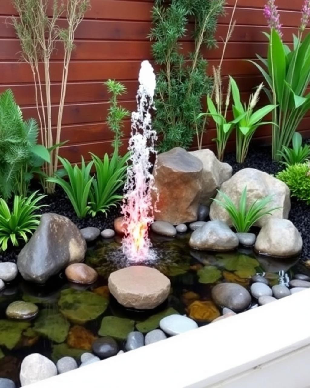 Fonte decorativa em jardim